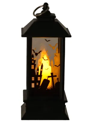 Mini 12cm Light Up Spooky Cemetery Lantern Halloween Prop