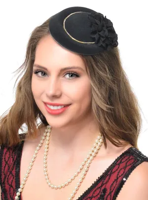 Mini 1920s Black and Gold Womens Costume Hat