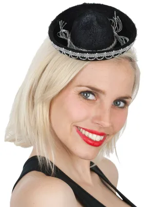 Mini Black and Silver Mexican Sombrero Costume Hat