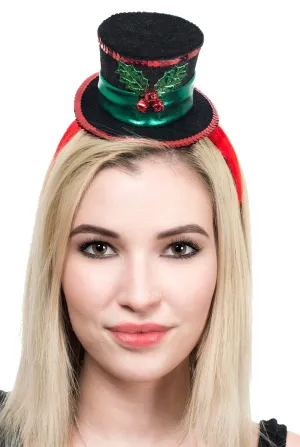 Mini Black Christmas Top Hat on Headband