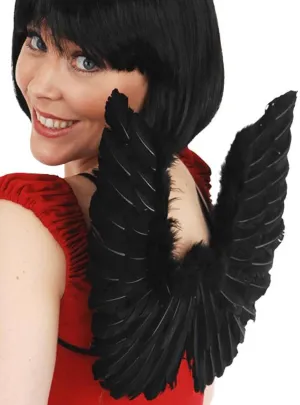 Mini Black Feather and Silver Tinsel Costume Wings