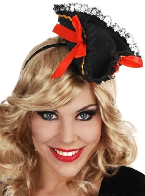 Mini Black Pirate Tricorn Costume Hat on Headband