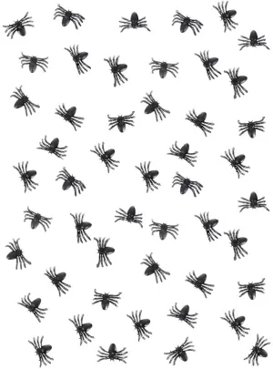 Mini Black Spiders 50 Pack Halloween Decoration