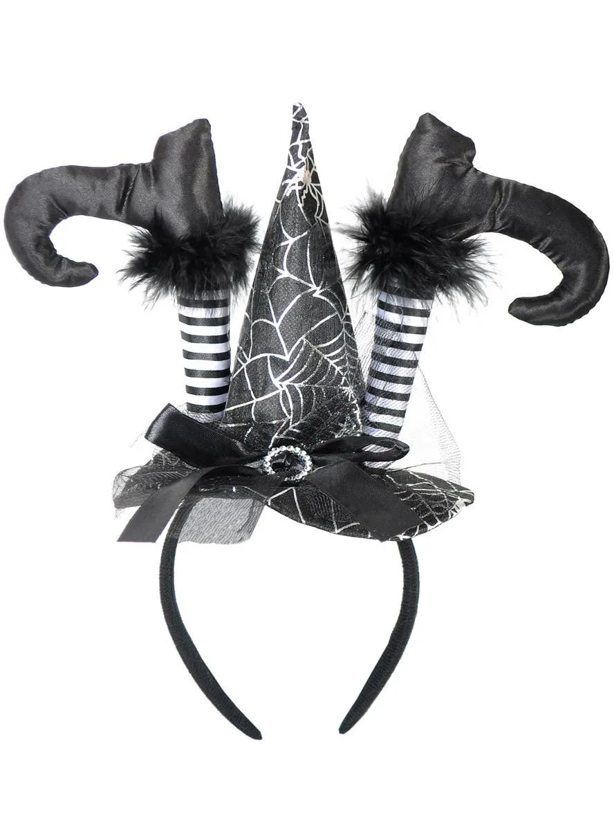 Mini Black Witch Hat with Feet Halloween Headband