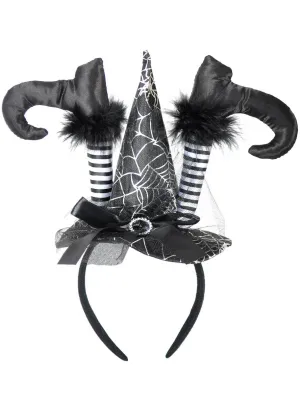 Mini Black Witch Hat with Feet Halloween Headband