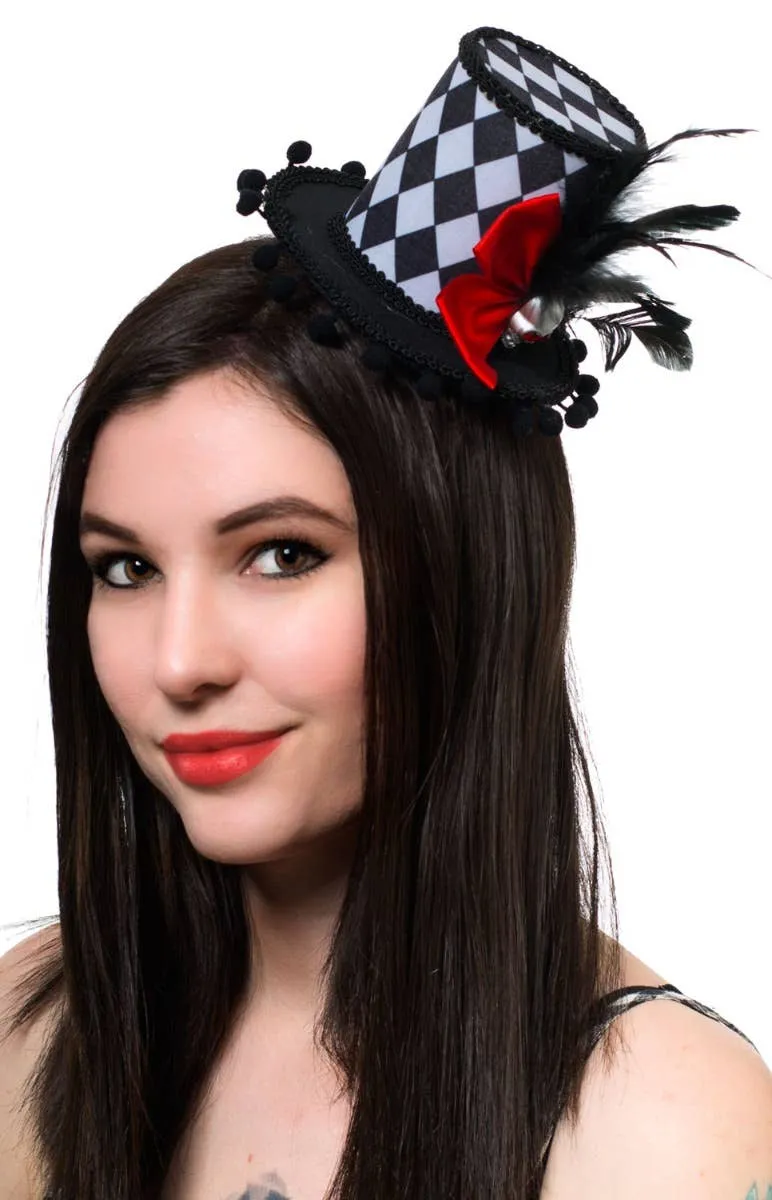 Mini Checkered Harlequin Skull Top Hat