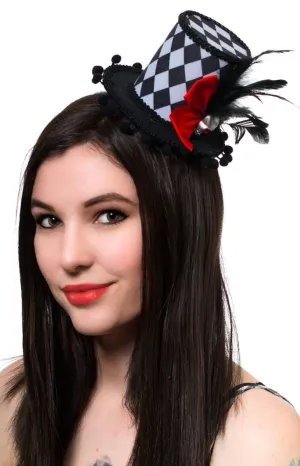 Mini Checkered Harlequin Skull Top Hat