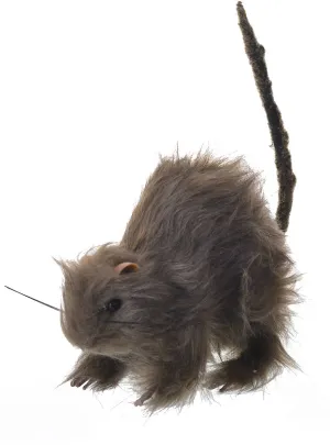 Mini Furry Grey Rat Halloween Decoration