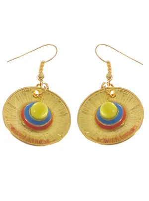 Mini Gold Mexican Sombrero Costume Earrings