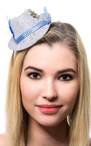 Mini Grey Bavarian Oktoberfest Hat with Clips