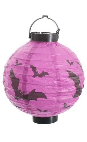 Mini Light Up Purple Bat Lantern Halloween Decoration