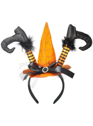 Mini Orange Witch Hat with Feet Halloween Headband