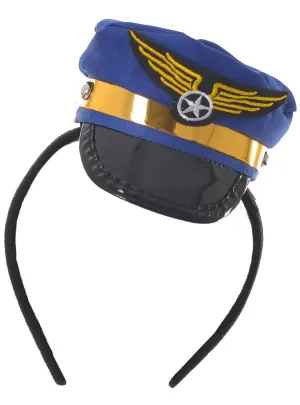 Mini Pilot Hat on Headband Costume Accessory