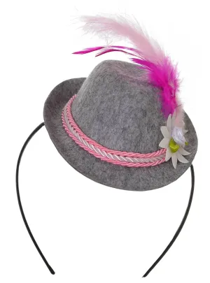 Mini Pink and Grey Oktoberfest Hat on Headband