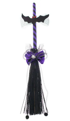 Mini Purple and Black Witch Broomstick Accessory