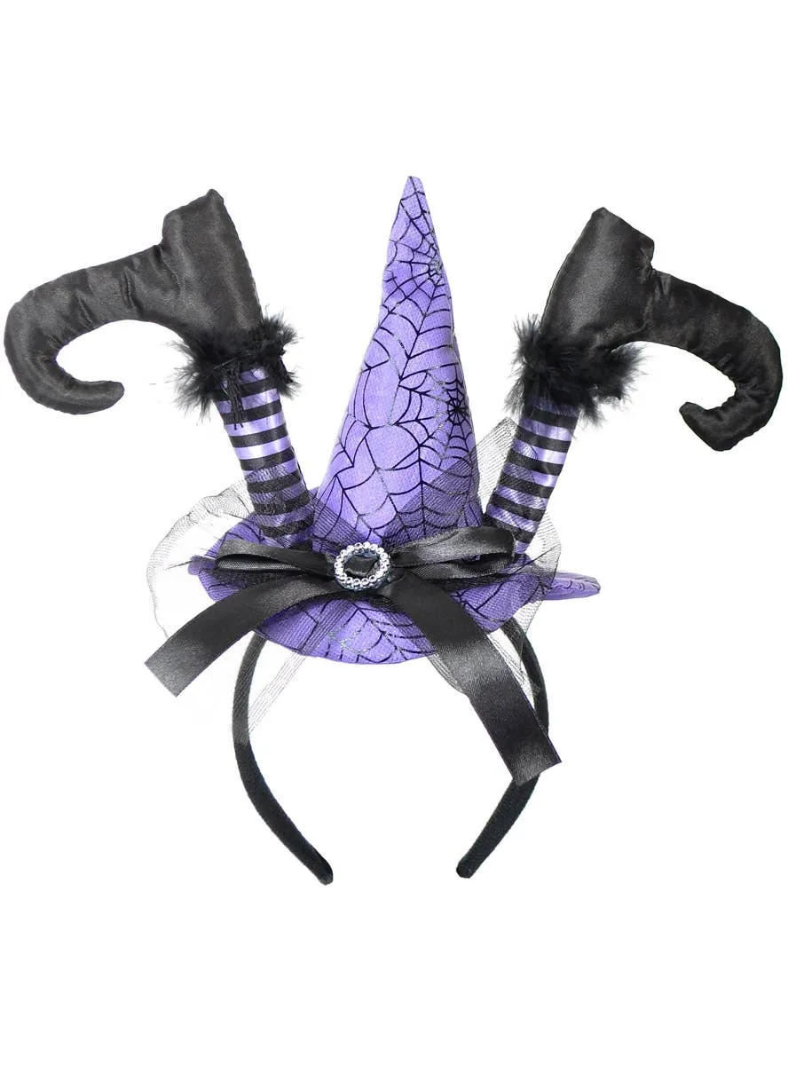 Mini Purple Witch Hat with Feet Halloween Headband