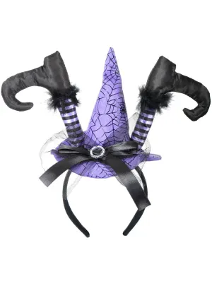 Mini Purple Witch Hat with Feet Halloween Headband