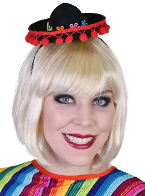 Mini Red and Black Sombrero Costume Hat on Headband