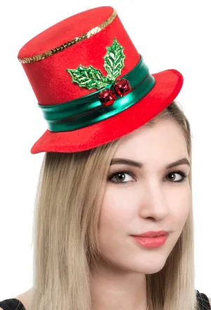Mini Red Christmas Top Hat on Headband