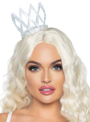 Mini Silver Faux Rhinestone Die Cut Queen Costume Crown