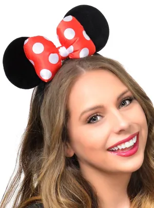 Minnie Mouse Ears Headband with Plush Red and White Bow