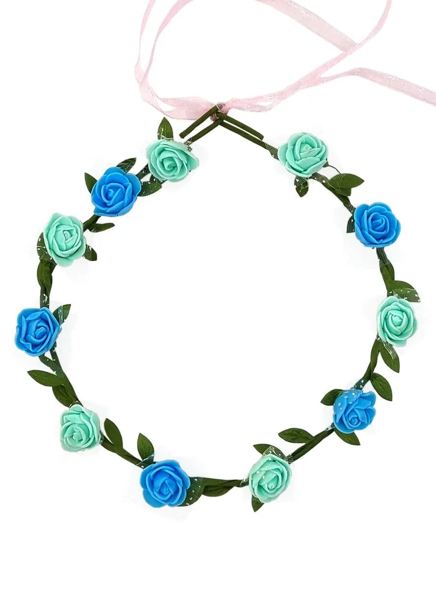 Mint Green and Blue Flower Headpiece Costume Accessory