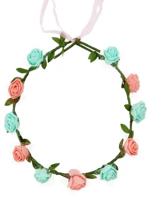 Mint Green and Dusty Pink Flower Headpiece Costume Accessory