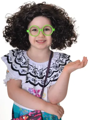 Mirabella Girls Curly Brown Costume Wig and Glasses