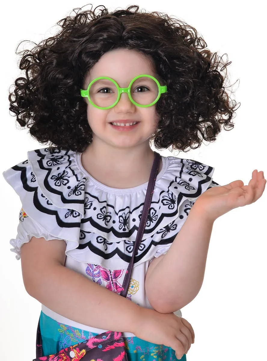 Mirabella Girls Curly Brown Costume Wig and Glasses