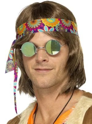 Mirrored Lens Mens 1970s Hippie Costume Glasses