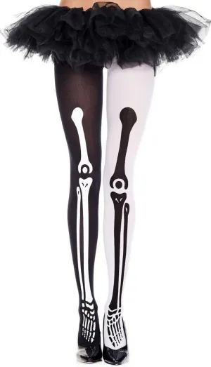 Mismatch Black and White Skeleton Halloween Stockings