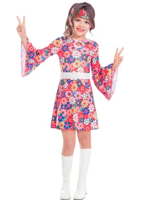 Miss 60s Doll Girls Flower Power Hippie Costume