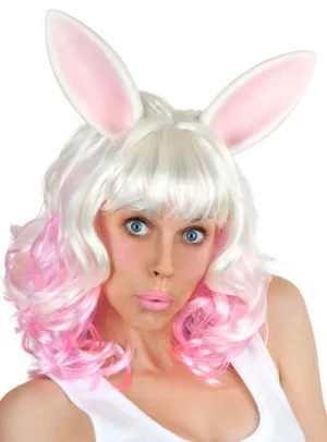 Miss Bunny Womens Pink and White Costume Wig