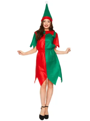 Miss Elf Womens Green and Red Christmas Costume
