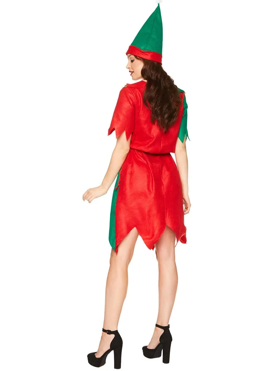 Miss Elf Womens Green and Red Christmas Costume