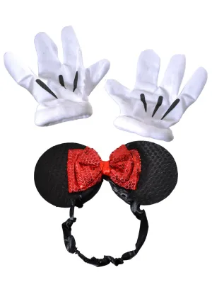 Miss Mouse Ears Headband with Bow and Gloves Accessory Set