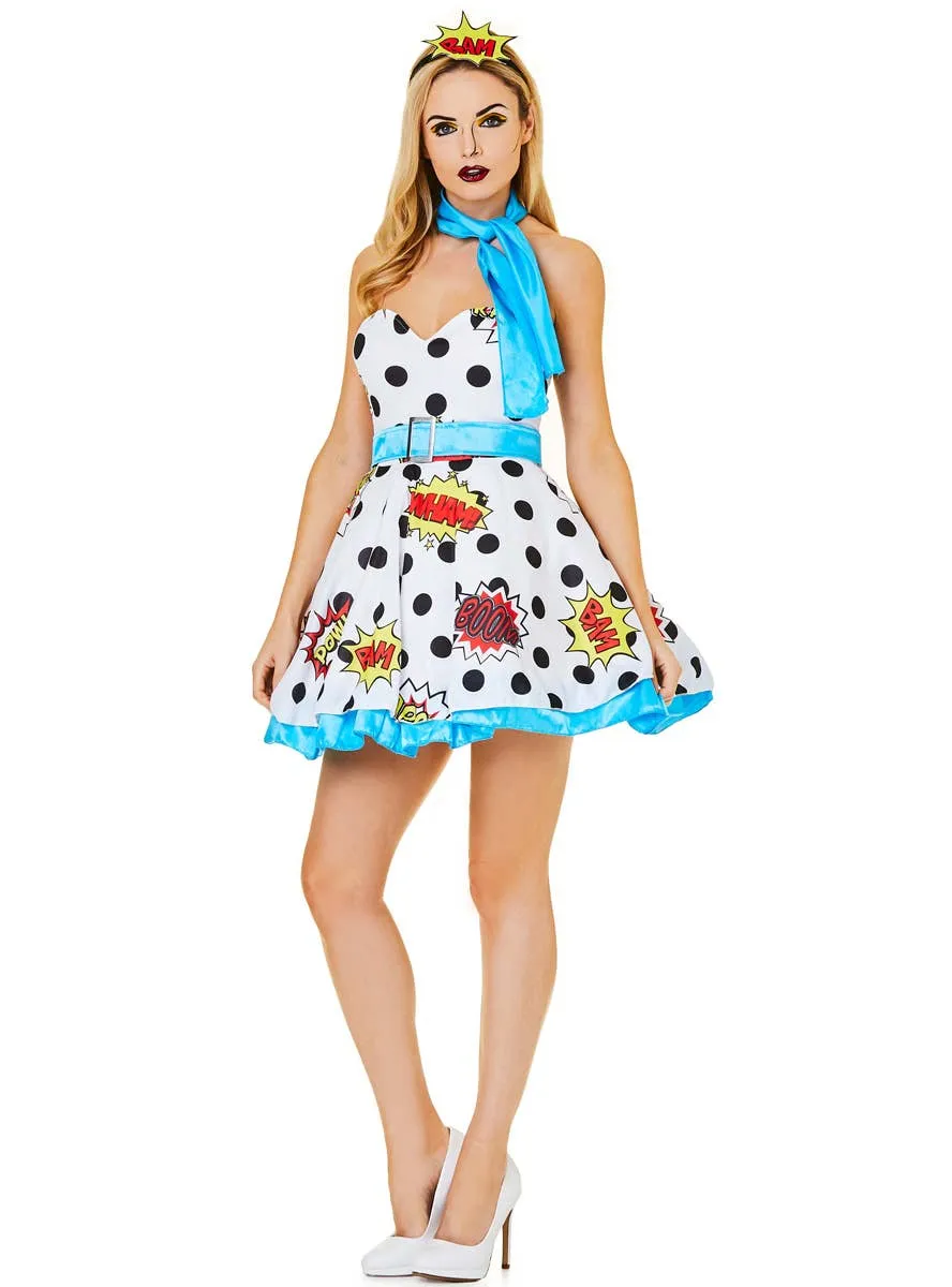 Miss Pop Art Womens Retro Comic Fancy Dress Costume