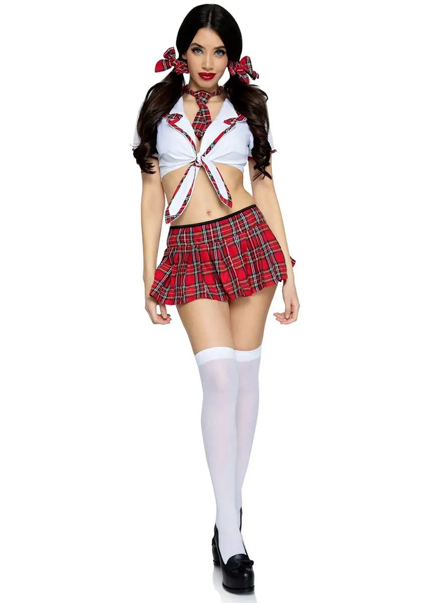 Miss Prep School Sexy Red Tartan Womens Costume