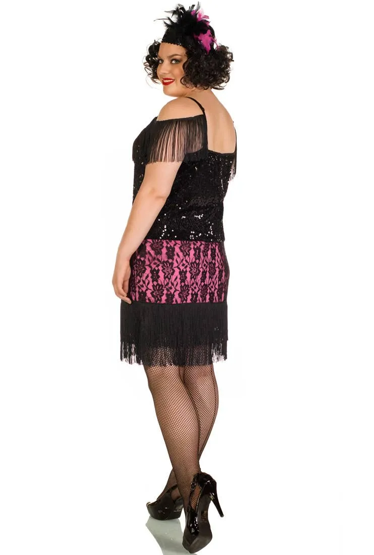 Miss Viola Plus Size Womens Deluxe 1920s Flapper Dress Costume