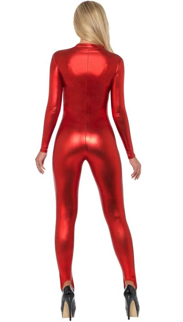 Miss Whiplash Womens Red Catsuit Costume