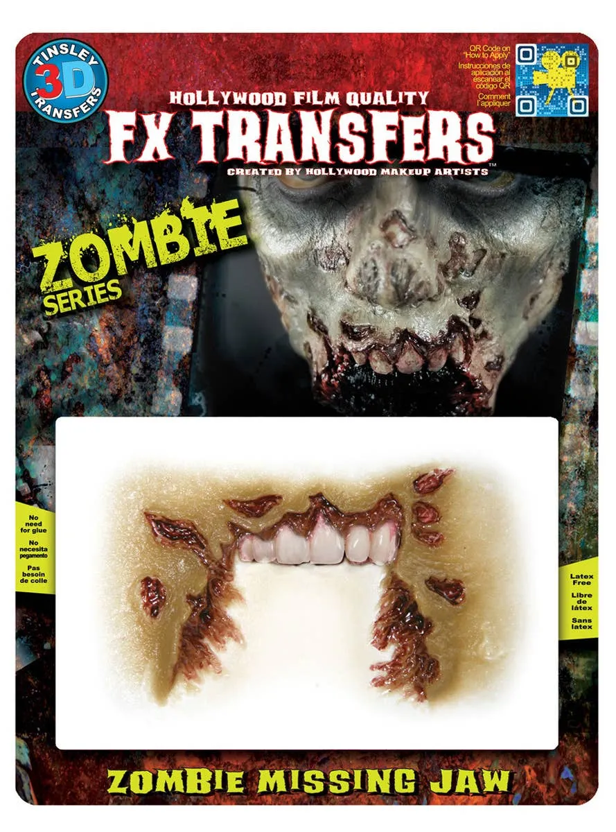 Missing Jaw Zombie Hollywood Quality 3D FX Transfer Wound