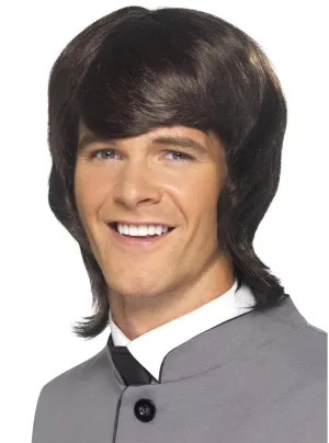 Mod 60s Mens Short Brown Costume Wig