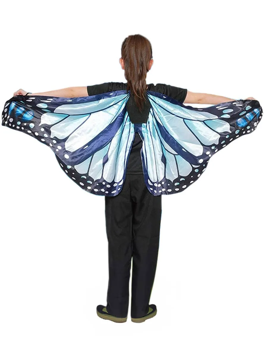 Monarch Butterfly Girls Blue and Black Fabric Wings