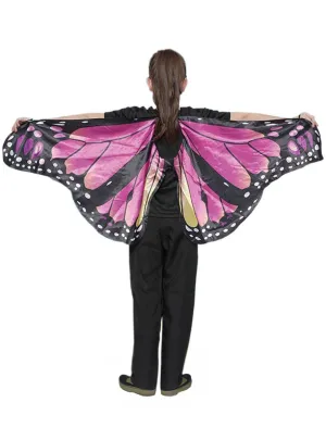 Monarch Butterfly Girls Pink and Black Fabric Wings