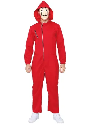 Money Heist Rebel Mens Red Costume Jumpsuit and Mask