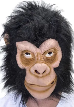 Monkey Latex Costume Mask with Black Fur