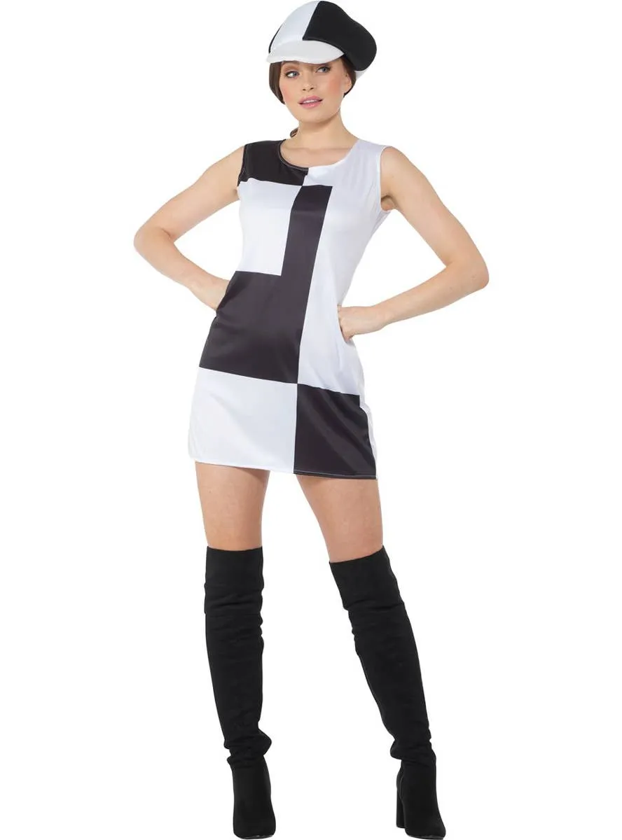 Monochrome Womens 60s Mod Dress Up Costume
