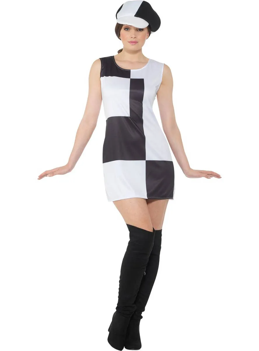 Monochrome Womens 60s Mod Dress Up Costume