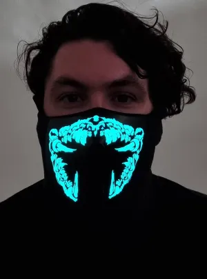 Monster Green and Yellow Teeth Sound Activated Light Up Mask