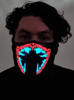Monster Red and White Teeth Sound Activated Light Up Mask